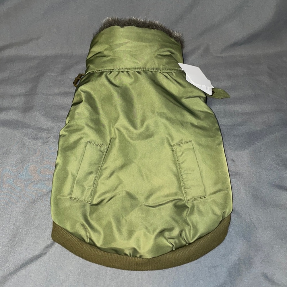 NWT Size S Tails and Noses Olive Green Pet Coat